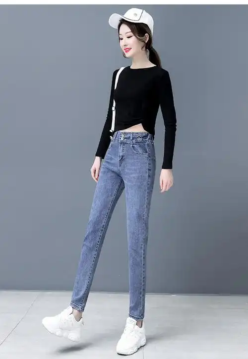 元安恋牛仔裤女罗卜裤小脚长裤哈伦裤子流行裤哈伦秋冬高腰修身小直筒