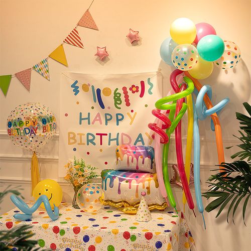 ins风宝宝周岁气球长条形拉旗儿童生日派对背景墙装饰场景布置
