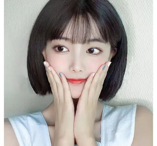 唐妮 假发女短发网红空气刘海圆脸bobo头内扣锁骨发型自然女全头套式