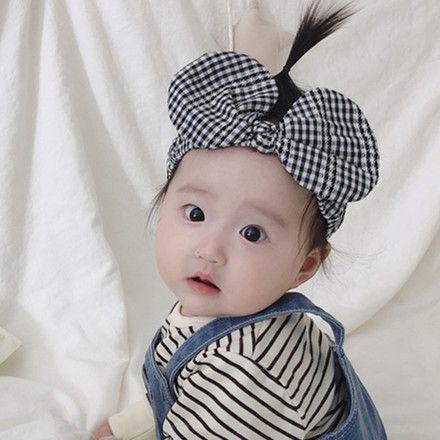 网红儿童发饰婴儿发带格子大蝴蝶结饰品女童头饰小可爱发带发箍