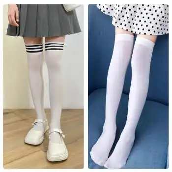 kxke儿童丝袜白色女童长筒袜过膝袜春夏薄款透气宝宝中筒打底袜子女孩