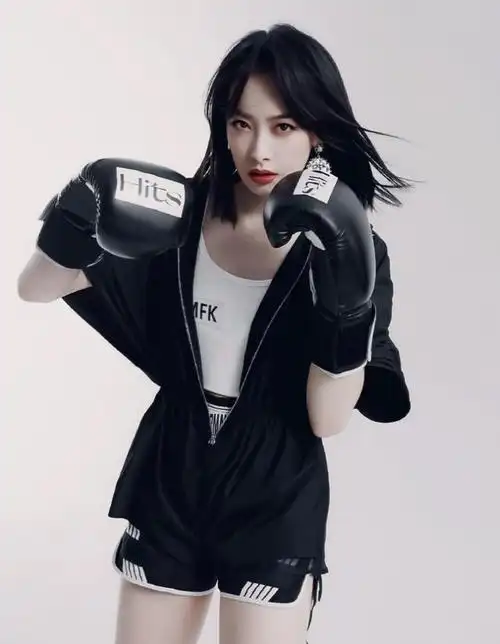 宋茜拍时尚运动大片短发配拳击手套太飒粉丝别打拳打我吧