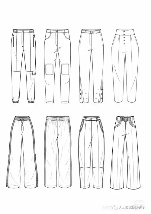 300款-裤子设计平面款式图!(线稿合集)_图片_公众_版权