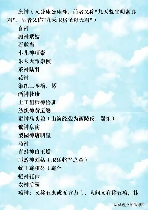 神都有哪些中国众神名字