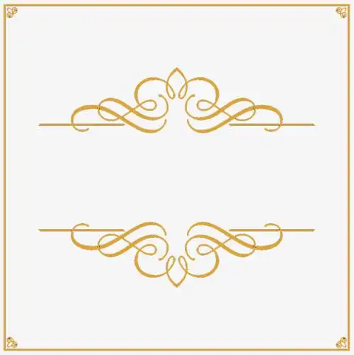 线条简约金色欧式花纹边框免扣装饰元素