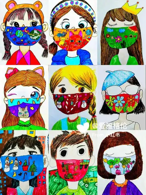 创意儿童画抗疫情戴口罩