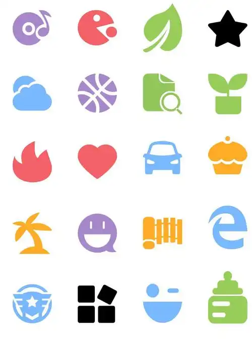 简单扁平化彩色分类图标素材下载