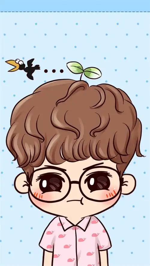 萌萌的q版鹿晗插画手机壁纸,分辨率1080x1920