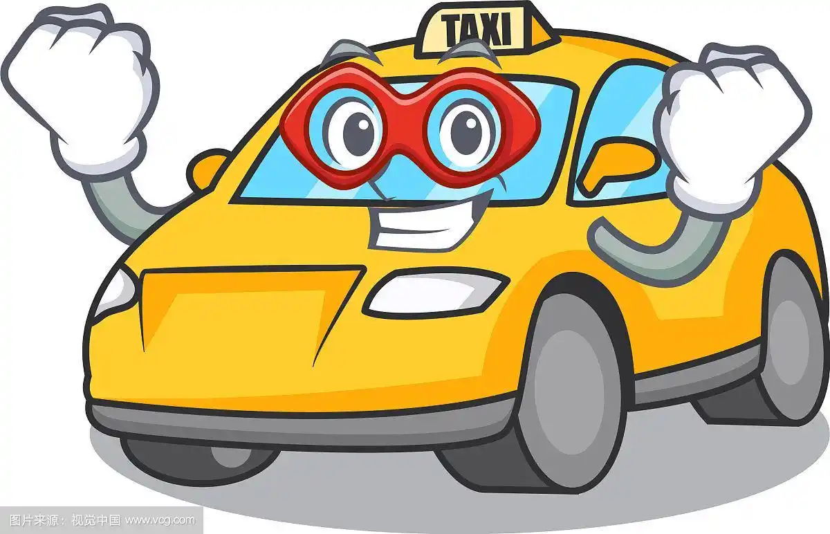 超级英雄出租车人物卡通风格