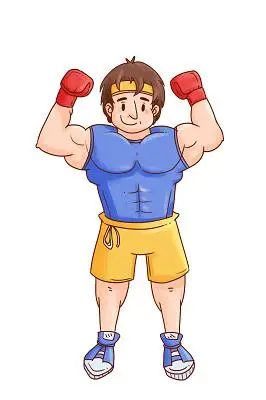 全民健身日卡通插画健美先生强壮的男人手绘人物素材