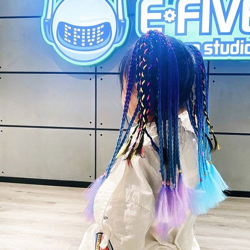 儿童脏辫小辫子假发马尾彩色渐变小麻花辫嘻哈表演舞台造型脏脏辫