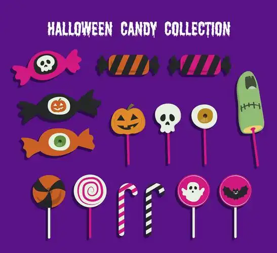 15款彩色万圣节糖果矢量素材