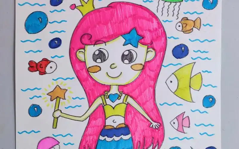 儿童绘画美人鱼公主绘画教学