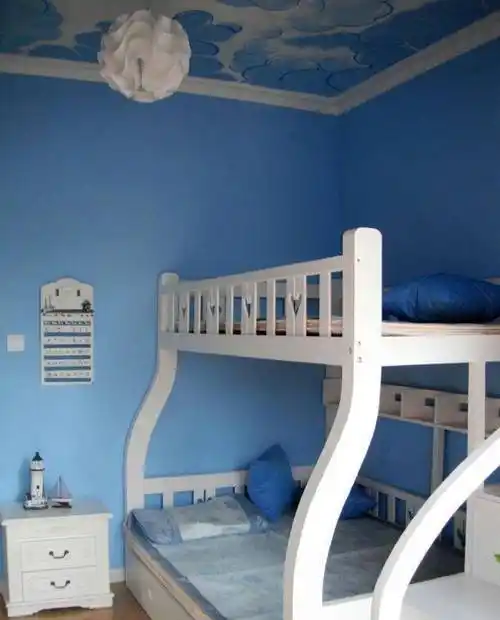 闺蜜给未来宝宝装修的儿童房,天蓝色的特别适合男宝宝,我估计闺蜜盼着