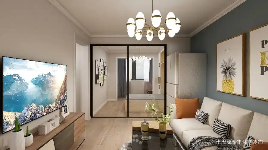 现代简约风格,一居改两居一居现代简约家装装修案例效果图