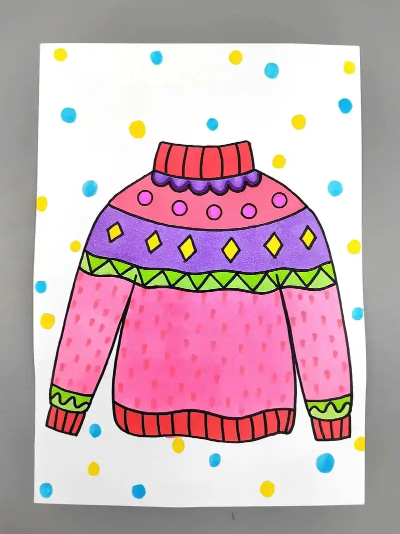 天气好冷呀,教你用简单的线条画一件漂亮又暖和的毛 - 抖音