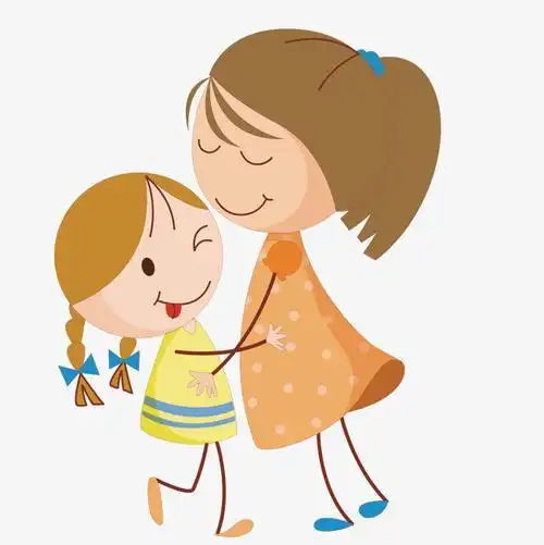 姐姐妹妹简笔画彩色