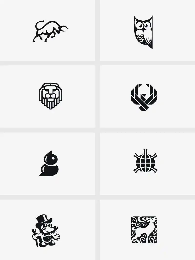 熬夜整理了一组极简动物logo设计
