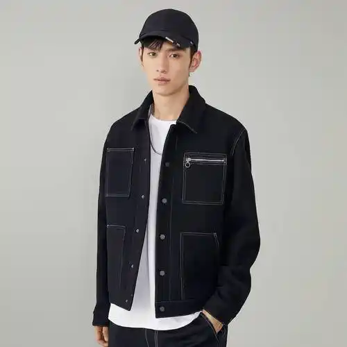 太平鸟男装夹克2021秋冬新款宽松休闲茄克潮流时尚青年夹克外套