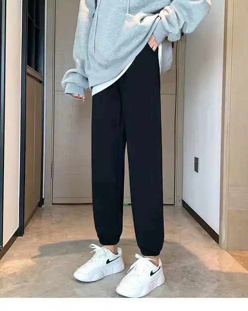 女秋冬季宽松直筒加厚卫裤外穿休闲裤显瘦束脚裤子抖音网红同款年货节