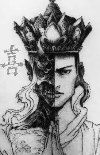 佛魔一念间简笔画佛魔一念间简笔画善恶一念之间简笔画善恶各一半简笔