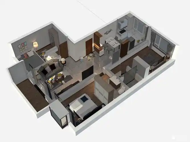 现代风格三室两厅装修设计效果图