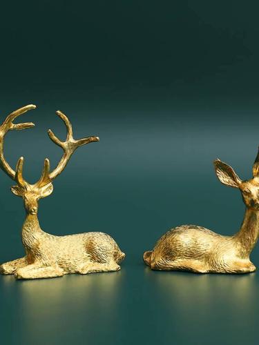 跨境迷你轻奢鹿摆件梅花鹿创意现代客厅电视柜酒柜玄关装饰工艺品