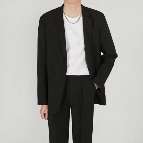 轻熟风气质西服男套装韩国痞帅高级感休闲西装男士垂感修身单纽扣