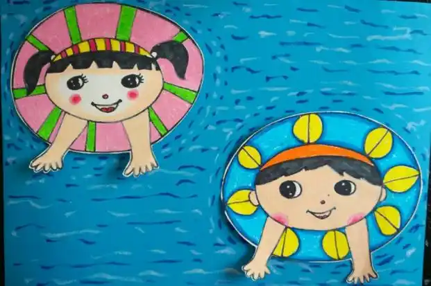 游泳儿童画 简单漂亮,游泳简笔画