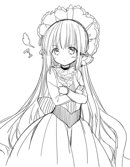 动漫 线稿 黑白 素材 可爱 手绘 插画