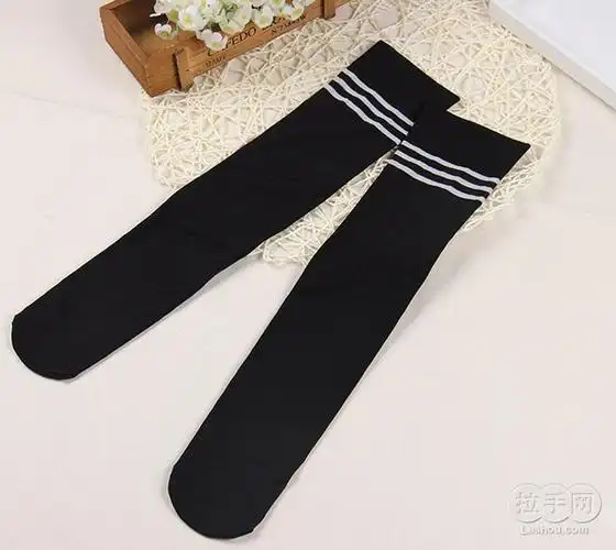 兰惜蝶条纹日系条纹中筒过膝袜b067 品牌 兰惜蝶 材质 涤棉 颜色 黑色