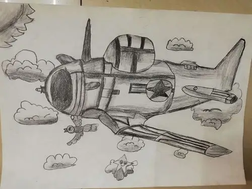 【一诺书画】龙泉东校二年级卡通素描〈飞机〉