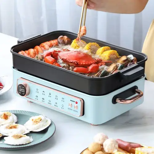 法格多功能锅一体锅网红料理锅方形烤盘家用烧烤炉火锅铁板烧妙厨