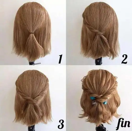 八款短发编发教程简单实用一学就会,留波波头的妹子再也不喊热了