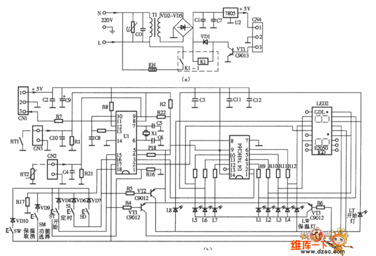 美的牌mbyc50a型豪华电饭煲电路图