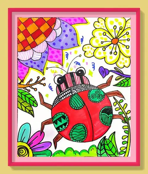 儿童创意画小瓢虫的花园