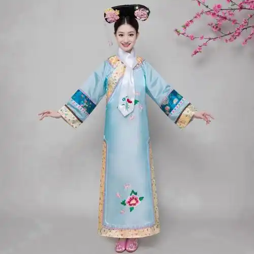 清朝服装女古装还珠格格旗服公主宫皇后甄嬛传服饰旗袍大码宫廷红色带