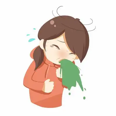 手绘卡通恶心呕吐的女孩原创插画海报