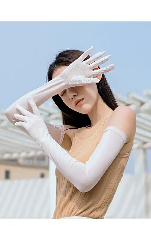 防晒长袖手套防晒手套女夏薄款冰丝袖套开车防滑透气骑行全指手袖护臂