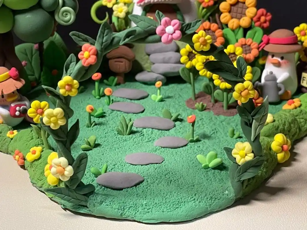 超轻粘土场景|小鸭的院子00 学前人两个礼拜做好的粘土场景作业
