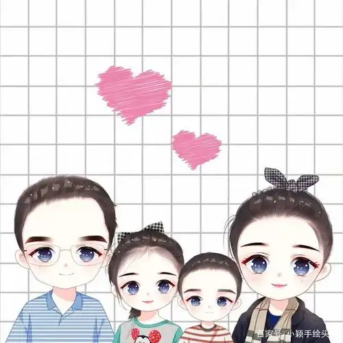 幸福一家四口图片,手绘头像设计,你喜欢吗?