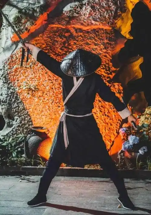 树下拔剑起舞的剑客