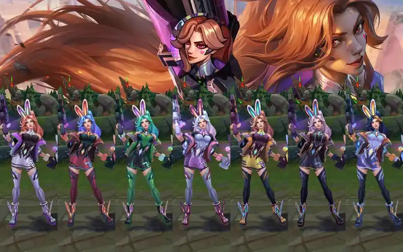 英雄联盟幻灵战队幻灵战斗队长莎拉厄运小姐t2皮肤全炫彩特效3d展示