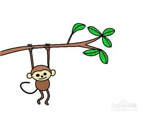 简笔画荡秋千的小猴子(三只小猴荡秋千简笔画) -【爱个性】