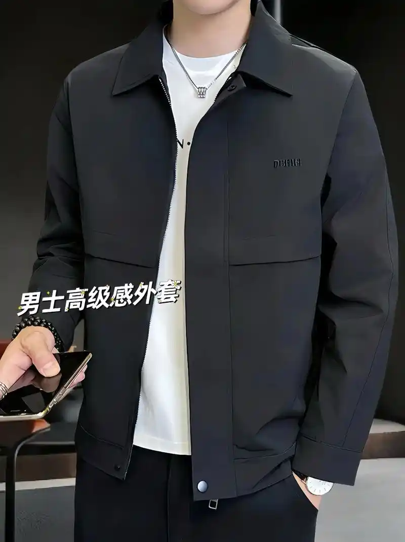 罗蒙春秋季翻领外套男士高级感新款潮流修身行政夹克秋装上衣