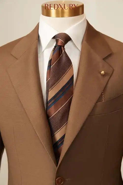 婚礼甄选|棕色平驳领西装|全国redxury高级西服定制-中国婚博会官网