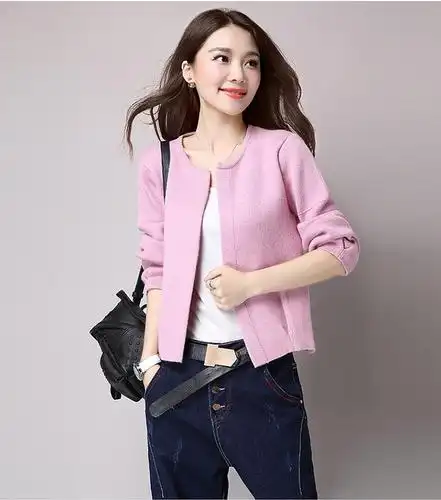 春秋新款小款针织衫女士开衫短款小外套秋冬修身型加厚毛衣外搭上衣