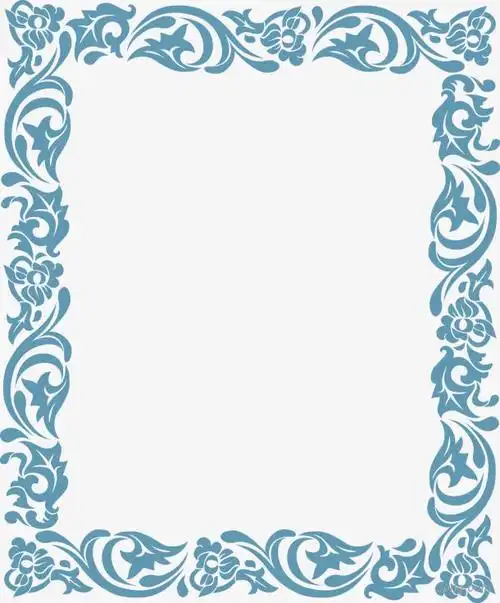 个性蓝色花纹边框png素材透明免抠图片-装饰效果-三元素3png.com