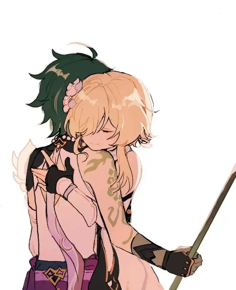 原神# 魈&荧(拥抱).