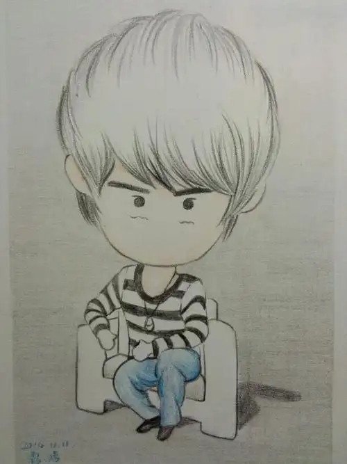 手绘 素描 彩铅 动漫 周杰伦 q版 明信片